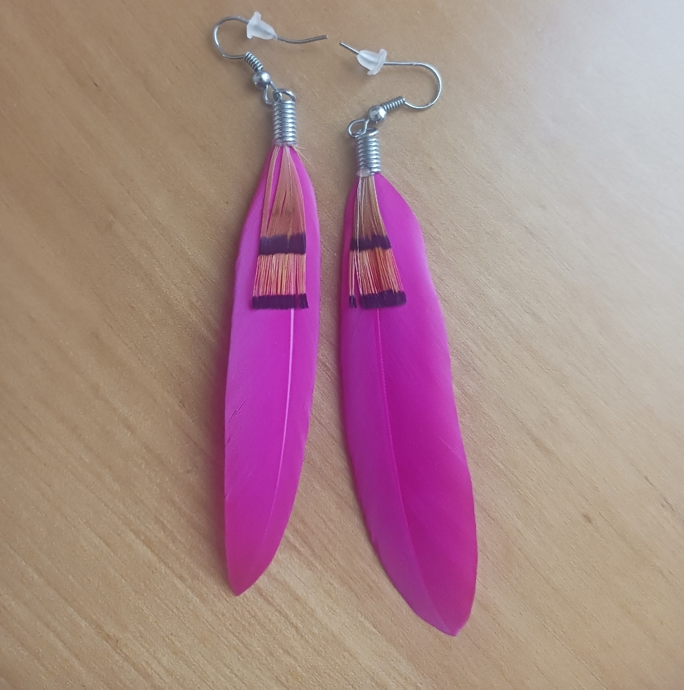 Pink Feather Earrings